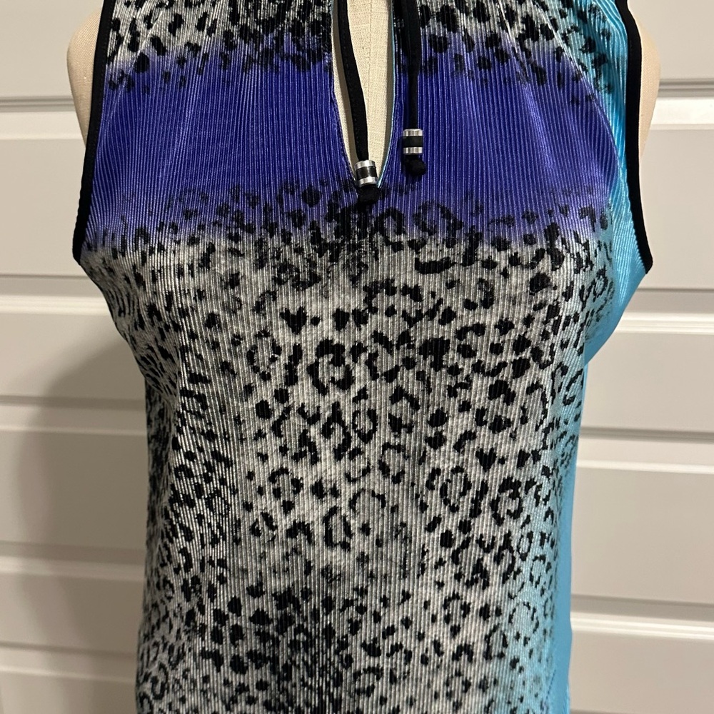 Ladies Jamie Sadock Gray and Blue Sleeveless Golf Shirt